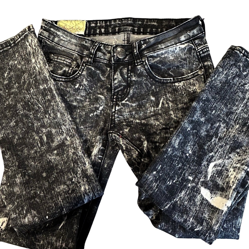 Machine Jeans Nouvelle Mode- US25/Italy 39(Size 0)-Black Acid Wash Jeans Italian